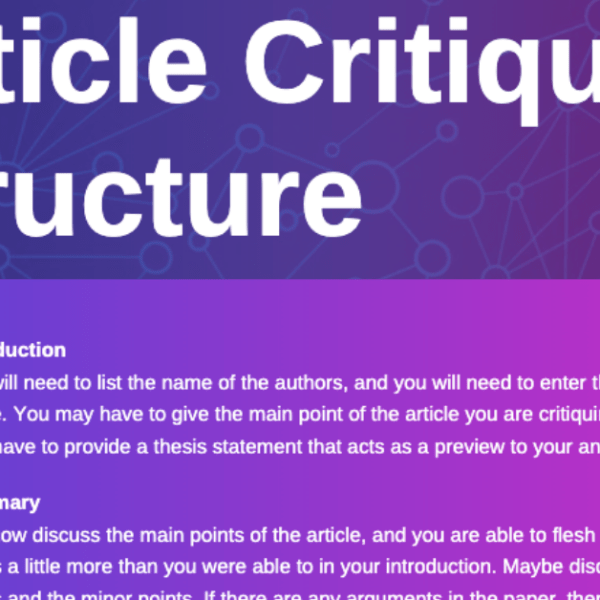 Critique of an Article