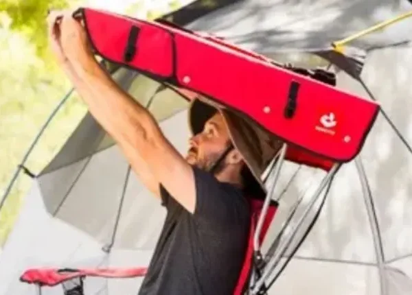 How do you fold a chair with a canopy?